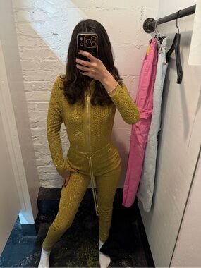 Sparkly Gold Zip-Front Disco Jumpsuit